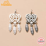 Trustdavis 925 Silver Love Dream Catcher Feather Tassels Charm Pendant