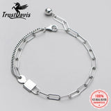 Trustdavis 925 Sterling Silver Lock Key Chain Bracelet Wedding Fine S925 Jewelry