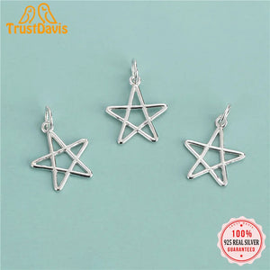 Trustdavis 925 Silver Sweet Pentagram Star Charm Pendant DIY Jewelry