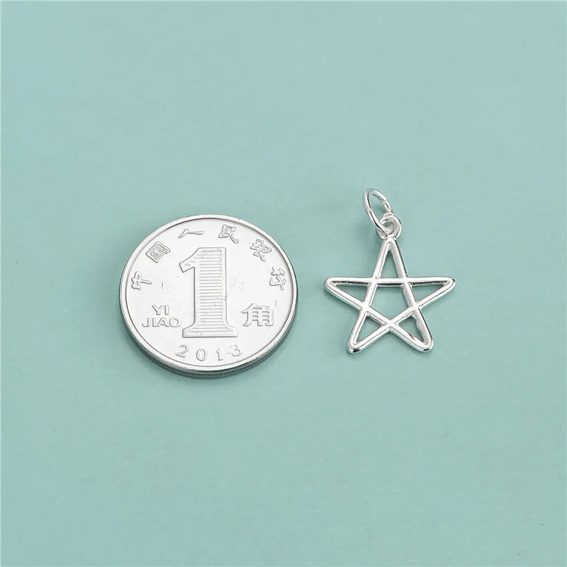 Trustdavis 925 Silver Sweet Pentagram Star Charm Pendant DIY Jewelry