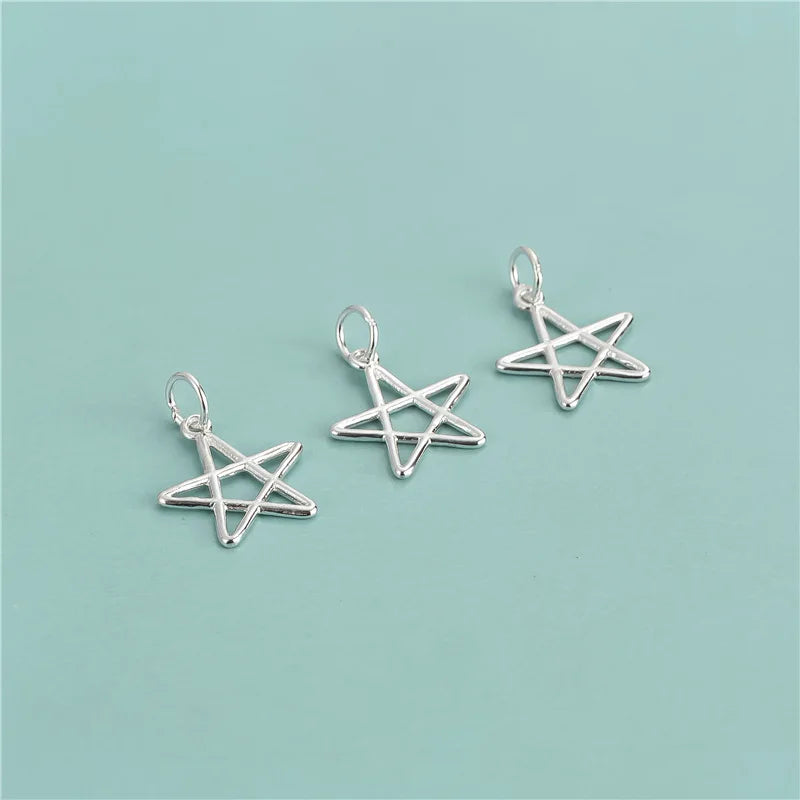 Trustdavis 925 Silver Sweet Pentagram Star Charm Pendant DIY Jewelry