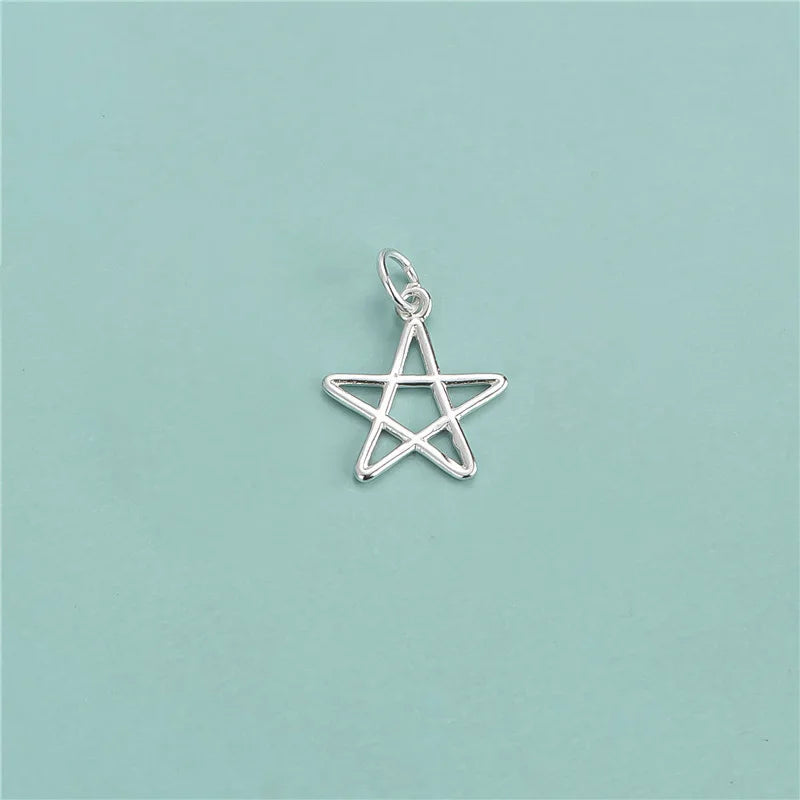 Trustdavis 925 Silver Sweet Pentagram Star Charm Pendant DIY Jewelry