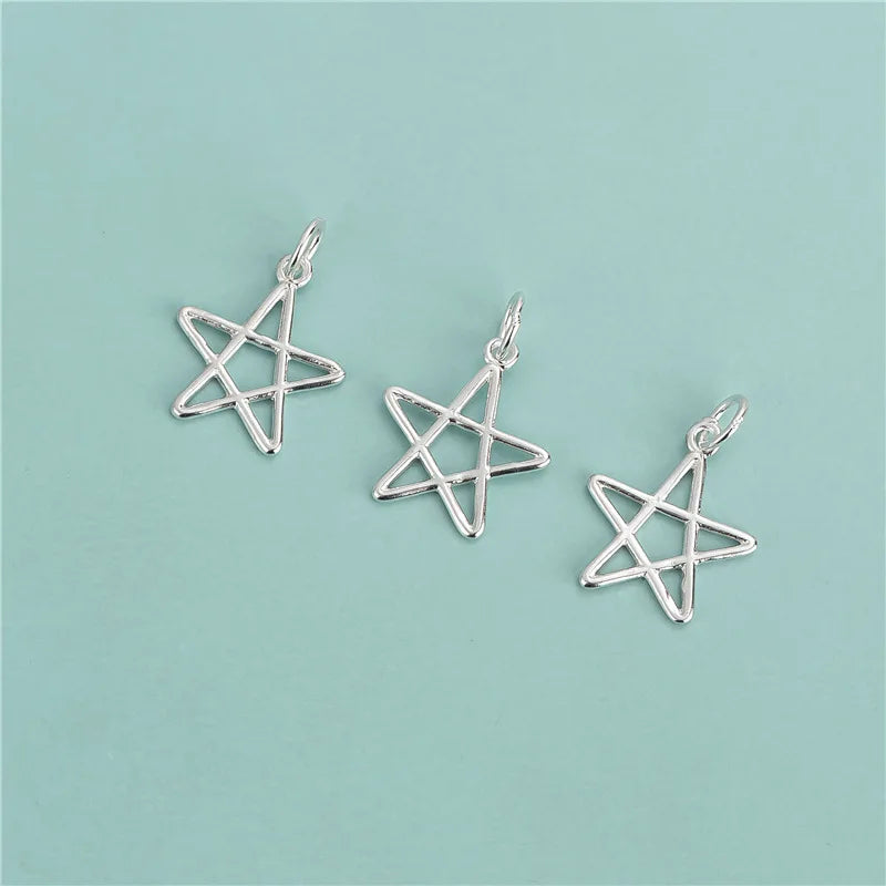 Trustdavis 925 Silver Sweet Pentagram Star Charm Pendant DIY Jewelry