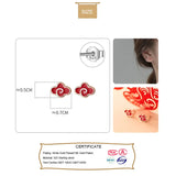 925 Silver Sweet Red Clouds Stud Earrings Wedding Gift DB1136