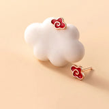 925 Silver Sweet Red Clouds Stud Earrings Wedding Gift DB1136