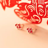 925 Silver Sweet Red Clouds Stud Earrings Wedding Gift DB1136
