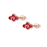 925 Silver Sweet Red Clouds Stud Earrings Wedding Gift DB1136