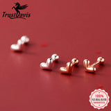 Trustdavis 925 Silver Heart Stud Earrings Wedding Party Jewelry