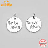 Trustdavis 925 Sterling Silver Round Love Charm Pendant DIY Jewelry