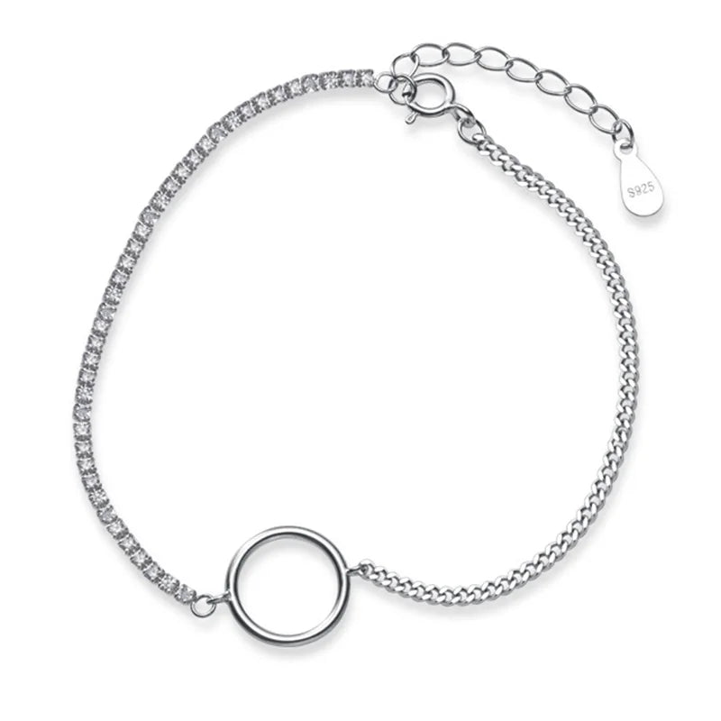 Trustdavis 925 Silver CZ Chain Bracelet Women Wedding S925 Jewelry DA1764