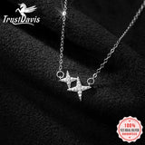 Trustdavis 925 Silver Sweet Star CZ Clavicle Necklace Wedding Party Fine Jewelry