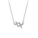 Trustdavis 925 Silver Sweet Star CZ Clavicle Necklace Wedding Party Fine Jewelry