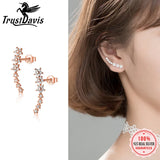 Trustdavis 925 Silver Star CZ Stud Earrings Wedding Jewelry
