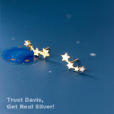 Trustdavis Silver Star CZ Stud Earrings Wedding Jewelry