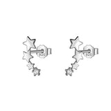 Trustdavis Silver Star CZ Stud Earrings Wedding Jewelry