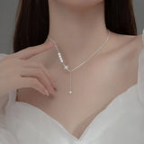 Trustdavis 925 Silver Pearl Star CZ Necklace for Women Wedding