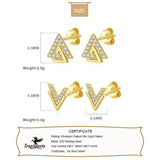 Trustdavis 925 Silver Triangle CZ Stud Earrings Wedding Fine Jewelry