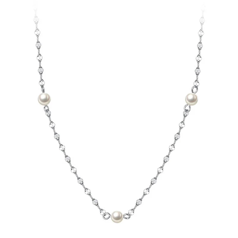 Trustdavis 925 Silver Pearl Chain Necklace Wedding Party S925 DA