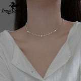 Trustdavis 925 Silver Pearl Chain Necklace Wedding Party S925 DA