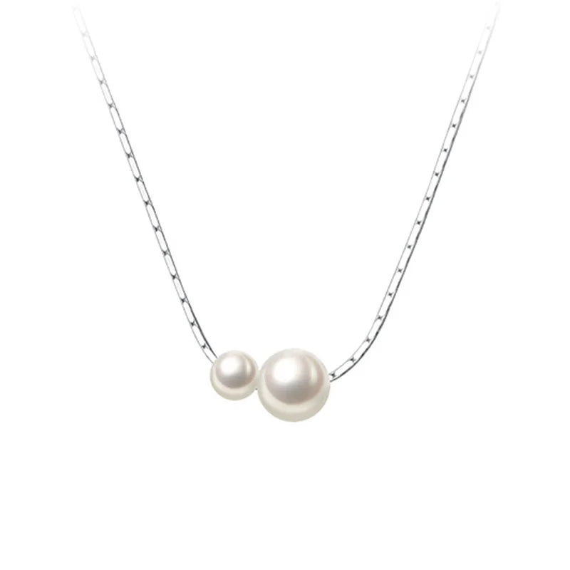 Trustdavis 925 Silver Pearl Charm Necklace for Women