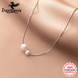 Trustdavis 925 Silver Pearl Charm Necklace for Women