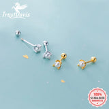 Trustdavis 925 Sterling Silver Pearl Stud Earrings Mini Minimalist Jewelry
