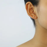 Trustdavis 925 Silver Tower Heart Dinosaur CZ Stud Earrings