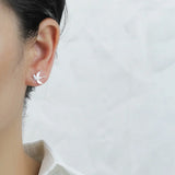 Trustdavis 925 Silver Tower Heart Dinosaur CZ Stud Earrings