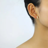 Trustdavis 925 Silver Tower Heart Dinosaur CZ Stud Earrings