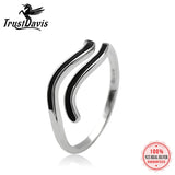 Trustdavis 925 Silver Wave Pattern Adjustable Ring Vintage Jewelry