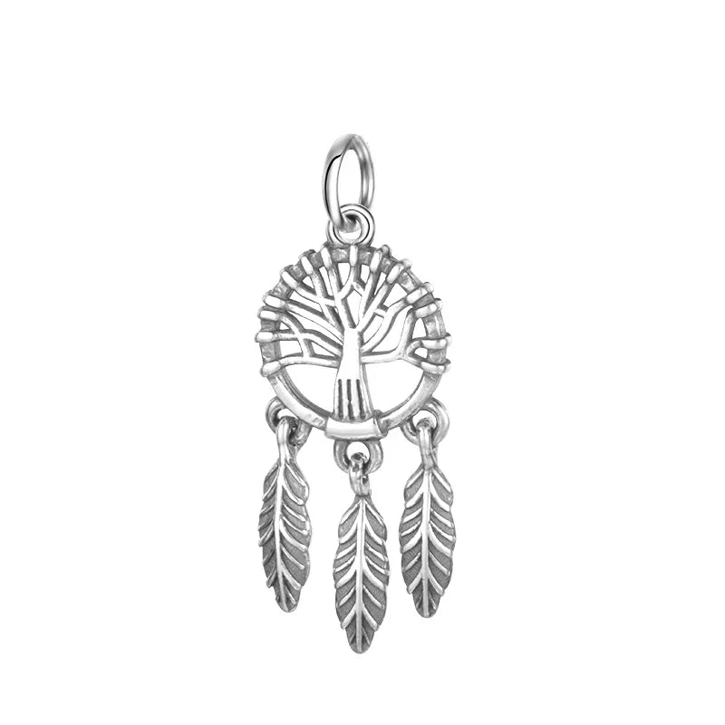 Trustdavis 925 Sterling Silver Wish Tree Dream Catcher Charm Pendant Jewelry