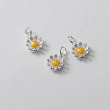 Trustdavis 925 Sterling Silver Yellow Daisy Flowers Charm Pendant