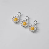 Trustdavis 925 Sterling Silver Yellow Daisy Flowers Charm Pendant