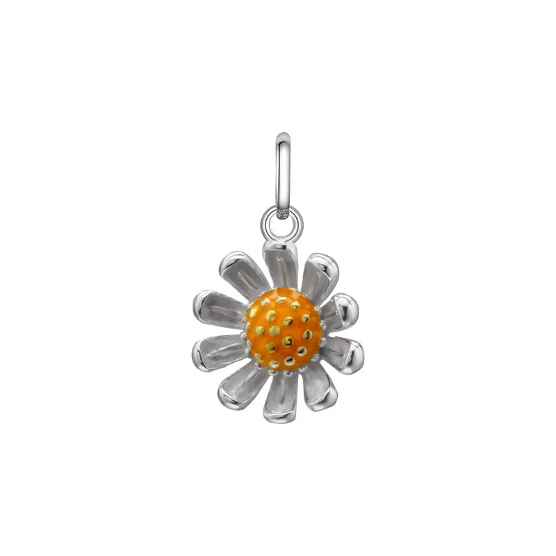 Trustdavis 925 Sterling Silver Yellow Daisy Flowers Charm Pendant