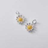 Trustdavis 925 Sterling Silver Yellow Daisy Flowers Charm Pendant