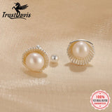 Trustdavis 925 Silver Pearl Shells Stud Earrings DS4327