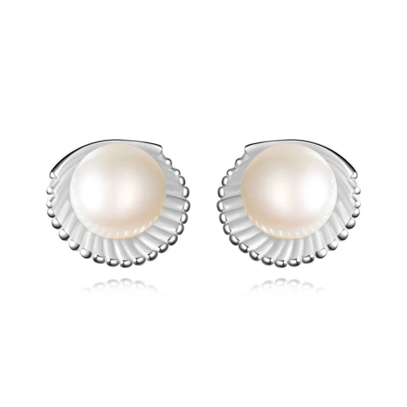 Trustdavis 925 Silver Pearl Shells Stud Earrings DS4327