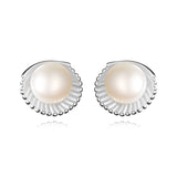 Trustdavis 925 Silver Pearl Shells Stud Earrings DS4327
