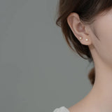 Trustdavis 925 Silver Freshwater Pearl Stud Earring Wedding Jewelry