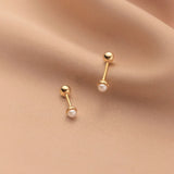 Trustdavis 925 Silver Freshwater Pearl Stud Earring Wedding Jewelry