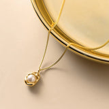Trustdavis 925 Silver Pearl Beads Chain Necklace Gift
