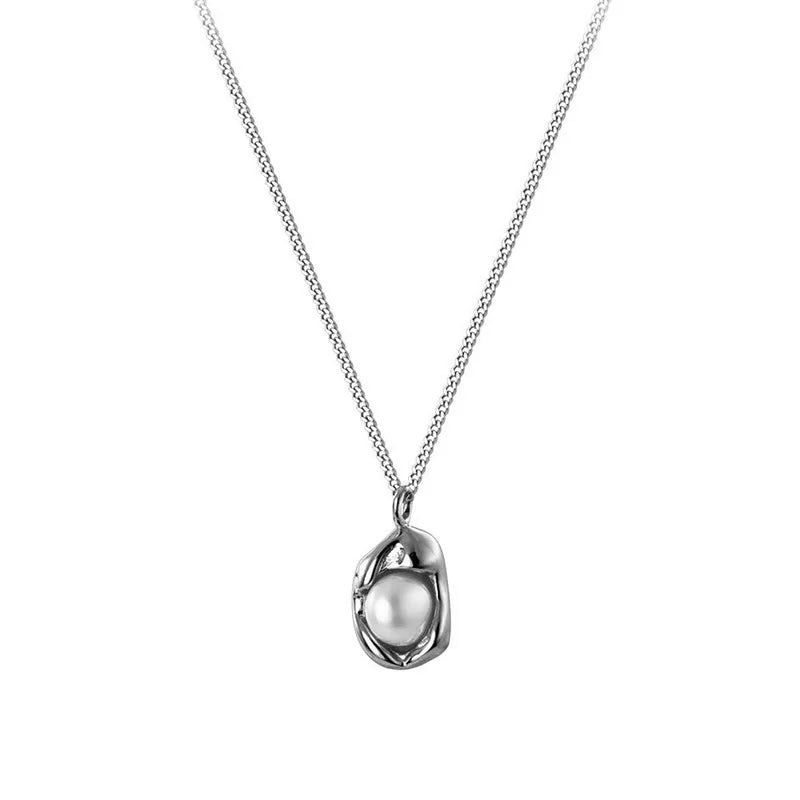 Trustdavis 925 Silver Pearl Beads Chain Necklace Gift