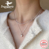 Trustdavis 925 Silver Pearl Beads Chain Necklace Gift