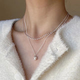Trustdavis 925 Silver Pearl Beads Chain Necklace Gift