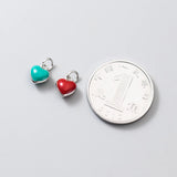Trustdavis 925 Sterling Silver Heart Pendant Red Oil Glaze Necklace DIY Jewelry