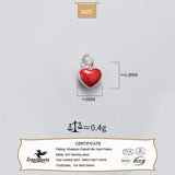 Trustdavis 925 Sterling Silver Heart Pendant Red Oil Glaze Necklace DIY Jewelry