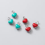 Trustdavis 925 Sterling Silver Heart Pendant Red Oil Glaze Necklace DIY Jewelry