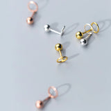 Trustdavis 925 Silver Screw Stud Earrings Hollow Round Minimalist Jewelry