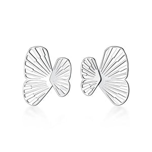 Trustdavis 925 Silver Insect Geometric Hollow Butterfly Stud Earrings