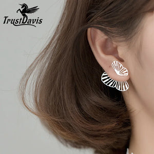 Trustdavis 925 Silver Insect Geometric Hollow Butterfly Stud Earrings